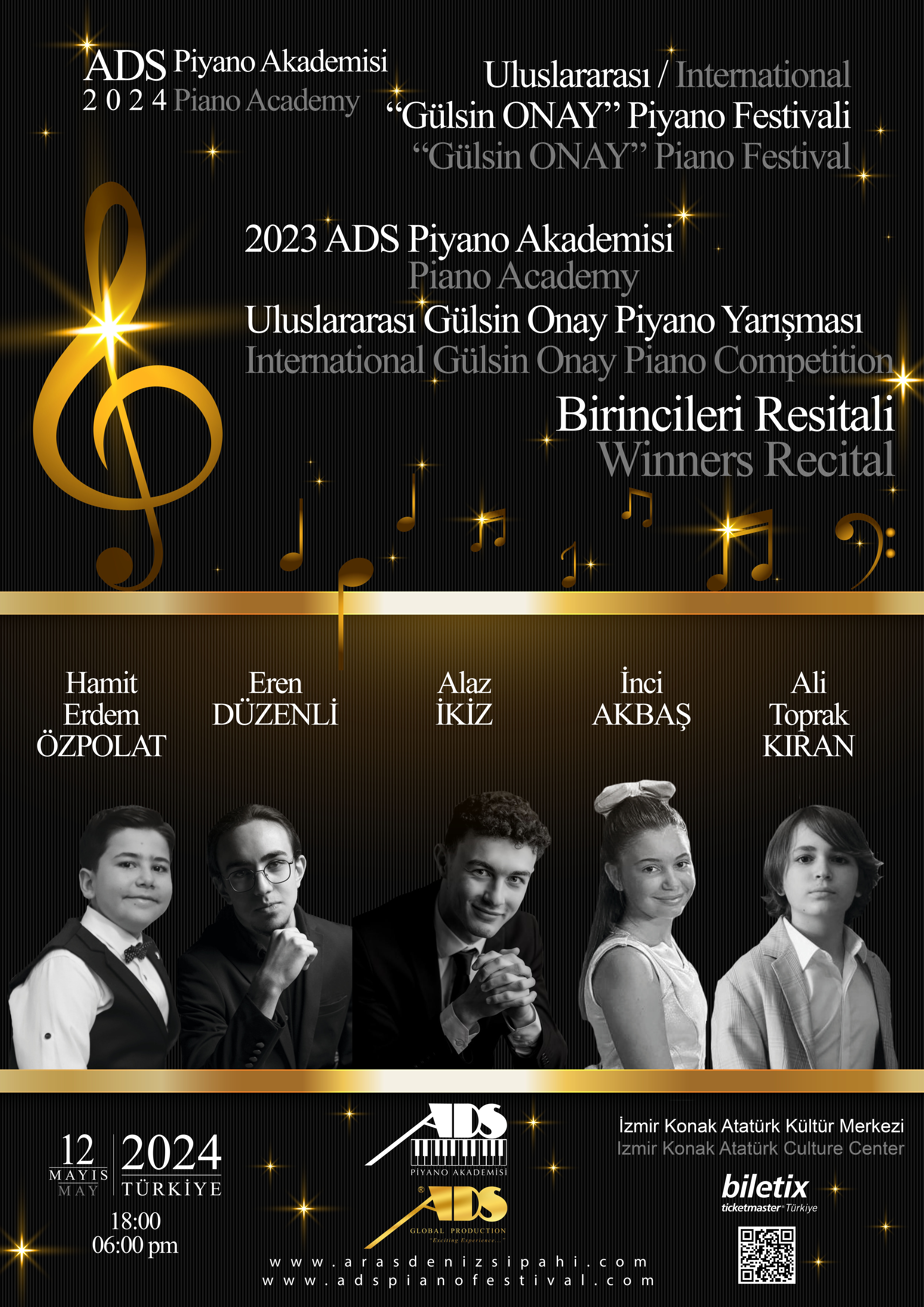 2023 ADS Piyano Akademisi Uluslararası 'Gülsin Onay' Piyano Yarışması Birincileri Resitali 12 Mayıs 2024'te İzmir Konak AKM'de!